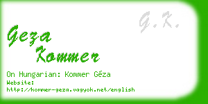 geza kommer business card